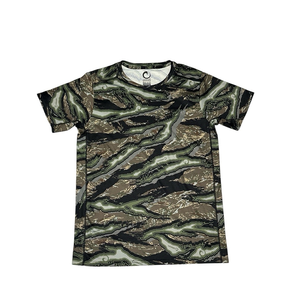 ORIGIN Built By Freedom Camo Short Sleeve Pullover Men's Polyester Shirt Size L